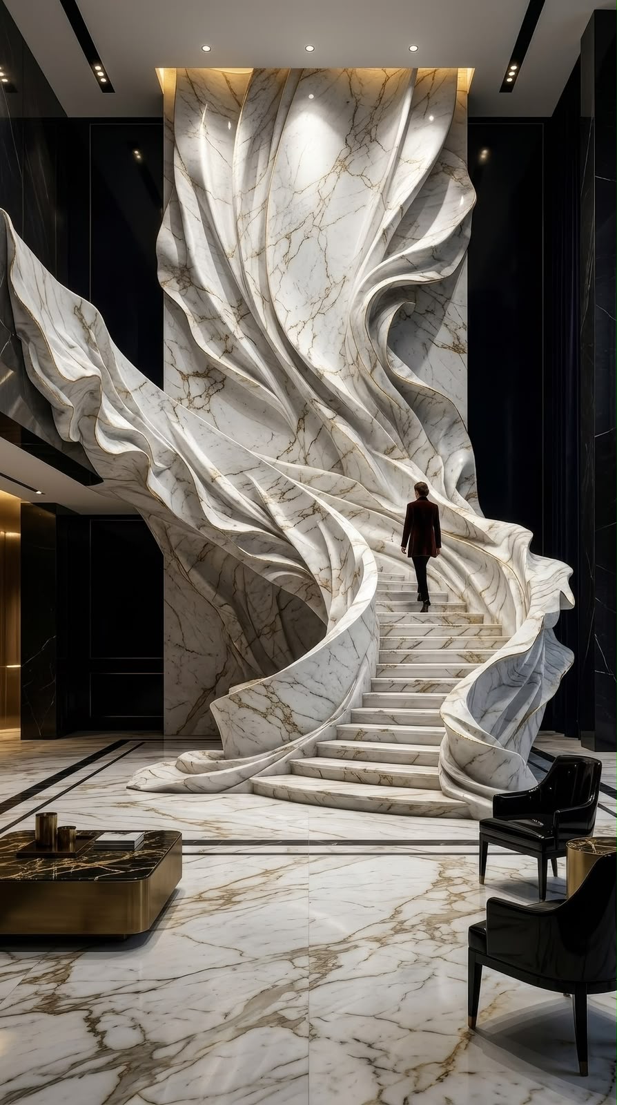 Sculpted marble staircase — Pro Affairs vision
