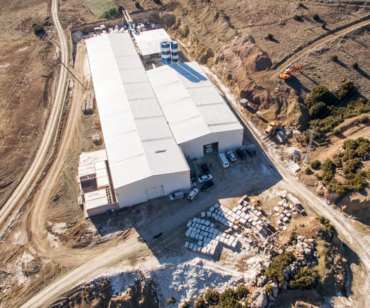 Aerial view of processing facility