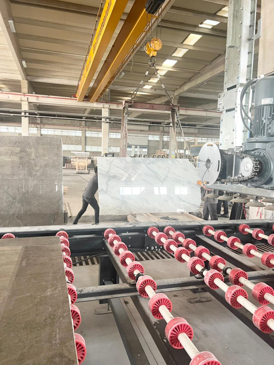 Slab handling at factory